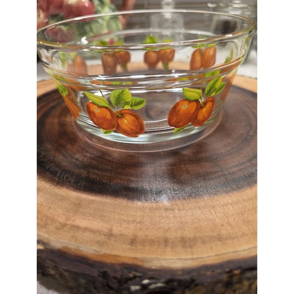 Vintage  Glass Nesting Bowls Set Of 4 Apple Design